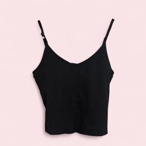 Victoria’s Secret PINK Ribbed Cropped Cami with Built in Bra in Black, Size S